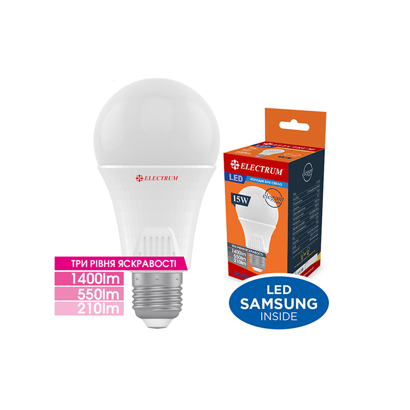 LED лампа ELECTRUM A65 15W PA LS-33DS Elegant E27 4000K DIM 3-а рівнями яскравості